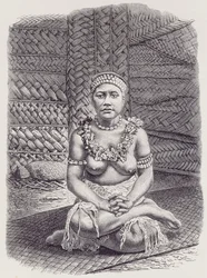 Häuptlingsfrau von Papua, Samoa, aus Die Geschichte der Menschheit, Bd.1, von Prof. Friedrich Ratzel, 1896